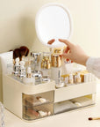 Chic Drawer-Style Cosmetic Organizer With Mirror