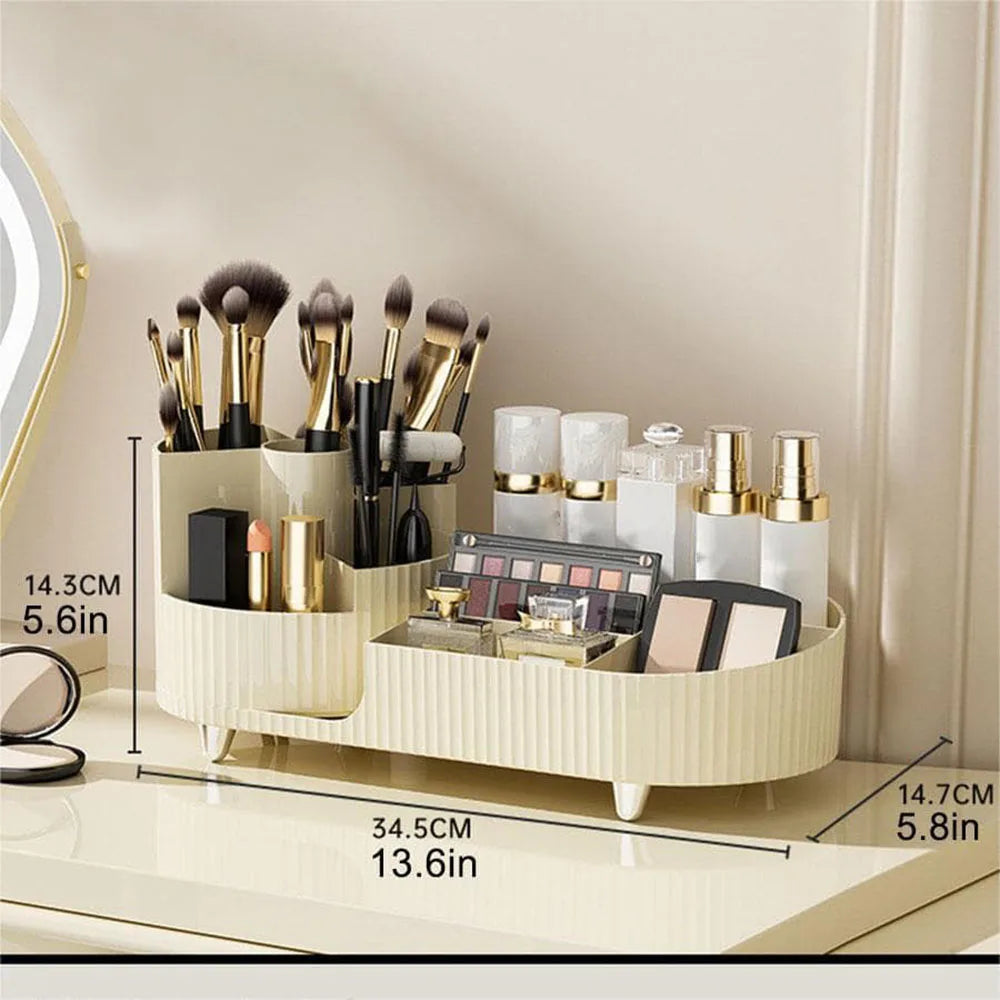 Cosmetic Storage Rack with Rotating Base and Divided Compartments