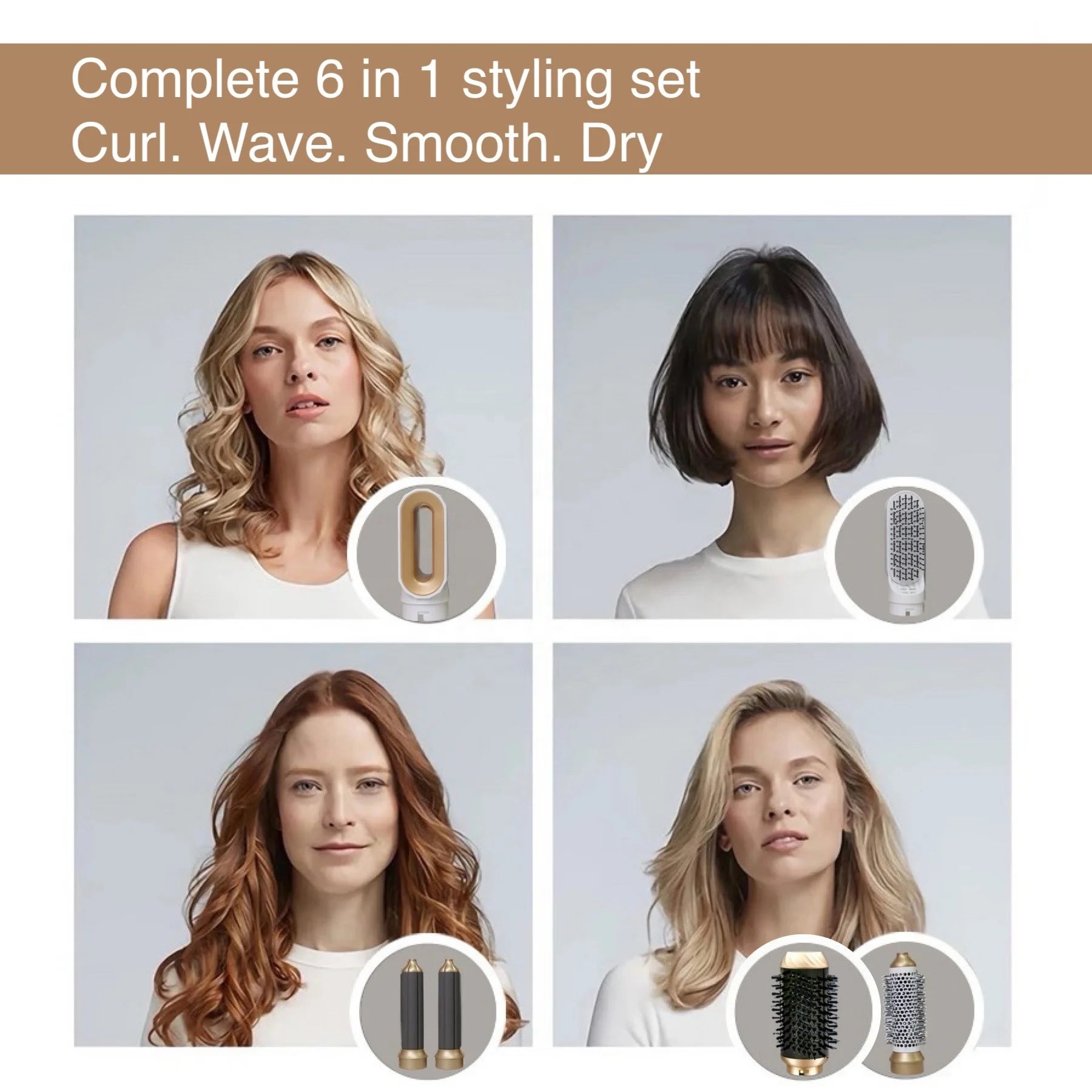 6 in 1 Hair Dryer Brush Detachable Airflow Comb